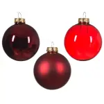 Lot de 21 boules de nol en verre assorties cristal bordeaux