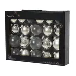 Lot de 21 boules de nol en verre (d60  75 mm) assorties cristal argent