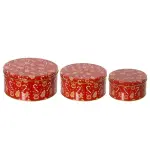 Lot de 3 boites en métal rondes (d20 cm) gourmandises sucrées rouge Lot de 3 boites en métal rondes (d20 cm) gourmandises sucrées rouge