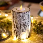 Lot de 3 bougies led clignotantes (h15 cm) arbre blanc chaud
