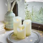 Lot de 3 bougies led vacillantes (d7, 5 cm) cire naturelle crème Lot de 3 bougies led vacillantes (d7, 5 cm) cire naturelle crème