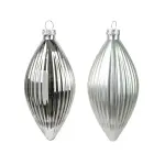 Lot de 3 boules de no�l en verre (d60 mm) goutte pr�cieuse argent