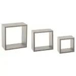 Lot de 3 �tag�res bois (h15 - 20 - 25 cm) cube gris