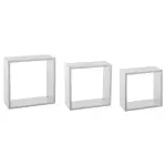 Lot de 3 �tag�res bois (h24 - 27 - 30 cm) cube blanc