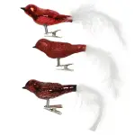 Lot de 3 oiseaux en verre (h8 cm) christmas bird rouge