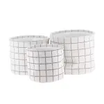 Lot de 3 paniers de rangement (h17 cm) carreaux blanc Lot de 3 paniers de rangement (h17 cm) carreaux blanc