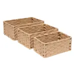 Lot de 3 paniers de rangement tress�s hauts (30 x 21 cm) garlic beige