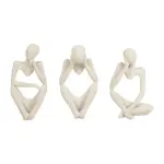 Lot de 3 statues contemporaines (h22 cm) dolo blanc