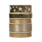Lot de 5 rubans de nol 3 m - satin et toiles or