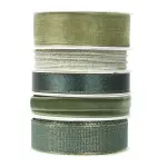 Lot de 5 rubans de nol 3 m - satin et velours vert