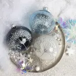 Lot de 6 boules de no�l en verre (d80 mm) berce du caucase bleu