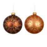Lot de 6 boules de no�l en verre (d80 mm) christmas jazzy brun et cognac