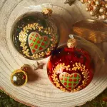 Lot de 6 boules de no�l en verre (d80 mm) saint - moritz bordeaux