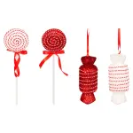 Lot de 8 bonbons gants (h21 cm) sucreries festives rouge et blanc