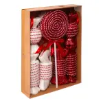 Lot de 8 bonbons gants (h38 cm) sucreries festives rouge et blanc