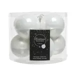 Lot de 8 boules de noël en verre (d70 mm) myst blanc d'hiver Lot de 8 boules de noël en verre (d70 mm) myst blanc d'hiver