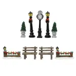 Lot de 9 accessoires (h12 cm) am�nagement urbain pour village