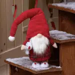 Lutin de no�l (h65 cm) tilki dormeur en pyjama bonnet rouge