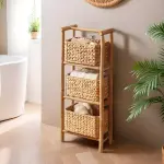 Meuble 3 paniers bambou et jacinthe d'eau (39 x h91 cm) hano