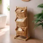 Meuble inclin� 3 paniers bambou et jacinthe d'eau (40 x h92 cm) hano�