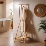 Meuble portant pliable avec penderie en bambou (h176 cm) hanoï Meuble portant pliable avec penderie en bambou (h176 cm) hanoï