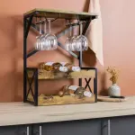Meuble range - bouteilles industriel 8 emplacements et porte - verres (h56 cm) tiago noir Meuble range - bouteilles industriel 8 emplacements et porte - verres (h56 cm) tiago noir