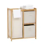 Meuble rangement 2 paniers et panier  linge (82 x h78, 5 cm) tidy box ecru