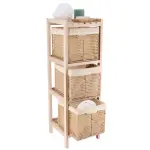 Meuble de rangement 3 paniers (h77 cm) paulownia beige Meuble de rangement 3 paniers (h77 cm) paulownia beige