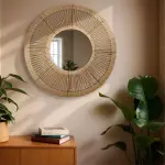 Miroir mural rond en corde (d60 cm) suva naturel