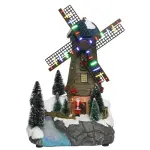 Moulin  vent illumin  piles (h30 cm) magie de nol