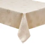 Nappe de nol rectangulaire (140 x 240 cm) nuit toile beige et dor