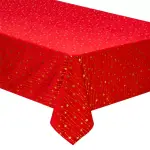 Nappe de no�l rectangulaire (140 x 240 cm) pluie d'�toiles rouge et dor�