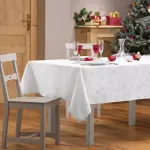 Nappe de nol rectangulaire (140 x 300 cm) flocon d'hiver blanc