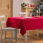 Nappe de nol rectangulaire (140 x 300 cm) flocon d'hiver rouge