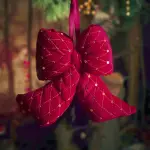 Noeud de nol en velours (h19 cm) courchevel paillet rouge