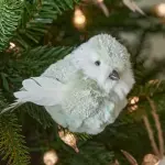 Oiseau sur clip (h10 cm) moineau menthe blanche