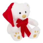 Ours en peluche (h34 cm) jules et n?ud velours blanc et rouge