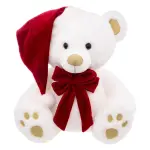 Ours en peluche (h50 cm) jules et n?ud velours blanc et rouge Ours en peluche (h50 cm) jules et n?ud velours blanc et rouge