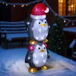 Pingouins lumineux 50 led (h49 cm) les copains clignotants blanc froid