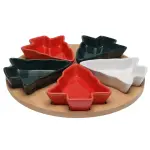 Plateau  tapas et 5 assiettes (d25 cm) modern sapin multicolore