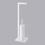 Porte papier toilette et brosse wc m�tal blanc