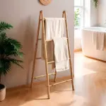 Porte serviette pliable canne de bambou echelle (h116 cm) hano�