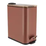 Poubelle salle de bain m�tal et acacia season color ambre
