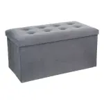 Pouf de rangement double lysandre velours gris