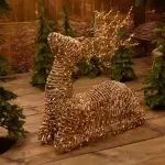 Renne lumineux 630 led (h88 cm) stan résine tressée brun et blanc chaud Renne lumineux 630 led (h88 cm) stan résine tressée brun et blanc chaud