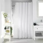 Rideau de douche effet tiss� � anneaux (180 x 200 cm) quartz blanc