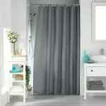 Rideau de douche effet tiss  anneaux (180 x 200 cm) quartz gris anthracite