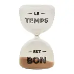 Sablier d�co en verre (h14 cm) le temps est bon