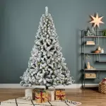 Sapin de noël artificiel lumineux 260 led (h180 cm) king vert enneigé Sapin de noël artificiel lumineux 260 led (h180 cm) king vert enneigé