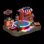Scne de vie illumine et anime  piles (h22 cm) pche aux canards